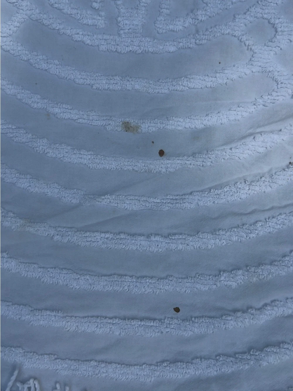 White Chenille Fringe Bedspread